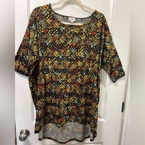 Size XL- LuLaRoe Irma tunic top-multi-colored abstract pattern -high low